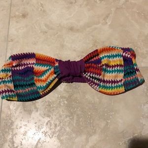 Strapless swim suit top.